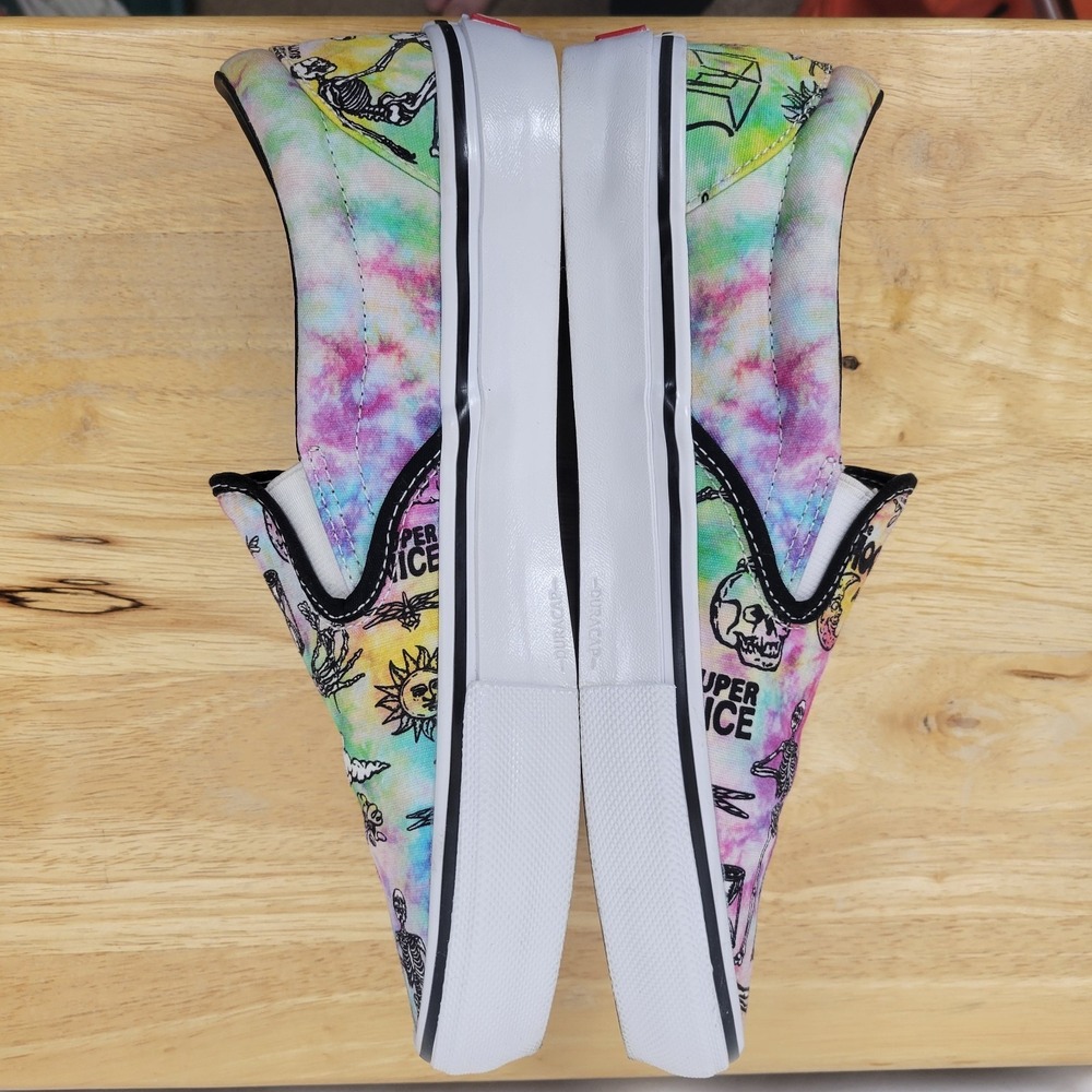 Vans Skate Slip On Shroom Doom Tie Dye Skeleton Shoes Mens 9.5 Psychedelic - Picture 13 of 14